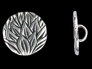 Leaf Button 15mm : Antique Silver