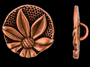 Flower Button 17mm : Antique Copper