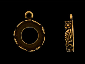 Floral Bezel Pendant 10mm : Antique Brass