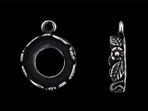 Floral Bezel Pendant 10mm : Antique Silver