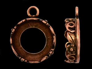 Floral Bezel Pendant 12mm : Antique Copper