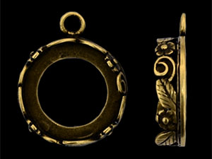 Floral Bezel Pendant 14mm : Antique Brass