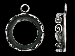 Floral Bezel Pendant 14mm : Antique Silver