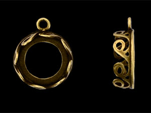 Wave Bezel Pendant 12mm : Antique Brass