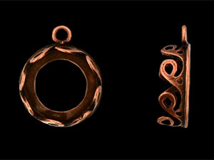 Wave Bezel Pendant 12mm : Antique Copper