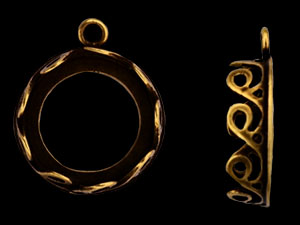 Wave Bezel Pendant 14mm : Antique Brass