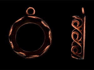 Wave Bezel Pendant 14mm : Antique Copper