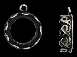 Wave Bezel Pendant 14mm : Antique Silver