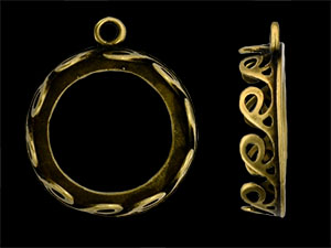 Wave Bezel Pendant 16mm : Antique Brass