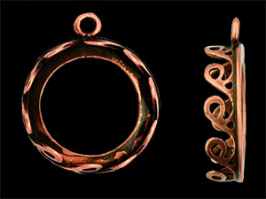 Wave Bezel Pendant 16mm : Antique Copper