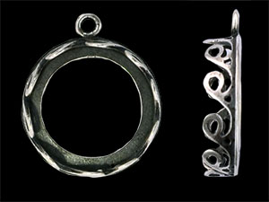 Wave Bezel Pendant 16mm : Antique Silver