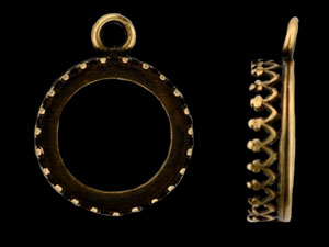 Fancy Bezel Pendant 12mm : Antique Brass