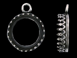 Fancy Bezel Pendant 14mm : Antique Silver