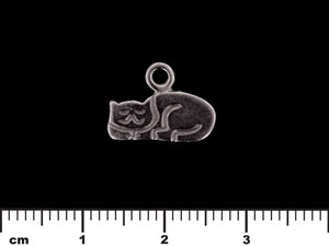 Sleeping Cat Pendant Charm 10/13mm : Gun Metal