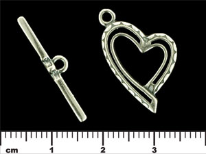 Frilly Heart Toggle Set : Antique Silver