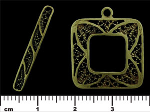 Filigree Square Toggle Set : Antique Brass