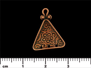 Triangle Floral Etched Pendant 21/16mm : Antique Copper