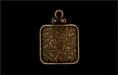 Curved Square 3 Strand Floral Etched Pendant 21/15mm : Antique Brass