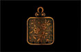 Curved Square 3 Strand Floral Etched Pendant 21/15mm : Antique Copper