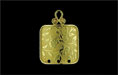 Curved Square 3 Strand Floral Etched Pendant 21/15mm : Brass