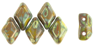 MiniGemDuo 6 x 4mm (loose) : Opaque Olivine - Picasso