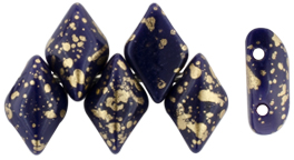 GEMDUO 8 x 5mm : Gold Splash - Navy Blue