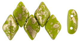 GEMDUO 8 x 5mm : Gold Splash - Opaque Olivine