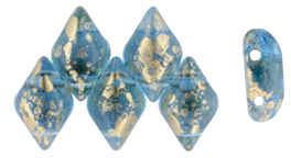 GEMDUO 8 x 5mm : Gold Splash - Aquamarine