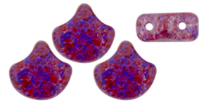 Matubo Ginkgo Leaf Bead 7.5 x 7.5mm : Confetti Splash - Violet Red