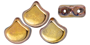 Matubo Ginkgo Leaf Bead 7.5 x 7.5mm Tube 2.5" : Double Sided Apollo - Gold