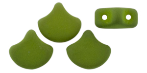 Matubo Ginkgo Leaf Bead 7.5 x 7.5mm : Saturated Lizard Green