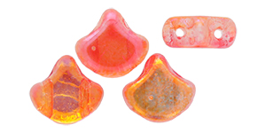 Matubo Ginkgo Leaf Bead 7.5 x 7.5mm Tube 2.5" : Summer Rainbow - Orange