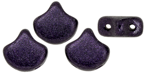 Matubo Ginkgo Leaf Bead 7.5 x 7.5mm Tube 2.5" : Metallic Suede - Dk Purple