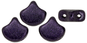 Matubo Ginkgo Leaf Bead 7.5 x 7.5mm : Metallic Suede - Dk Purple