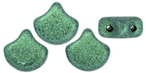 Matubo Ginkgo Leaf Bead 7.5 x 7.5mm Tube 2.5" : Metallic Suede - Lt Green