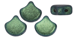 Matubo Ginkgo Leaf Bead 7.5 x 7.5mm : Polychrome - Aqua Teal