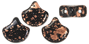 Matubo Ginkgo Leaf Bead 7.5 x 7.5mm : Copper Splash - Jet