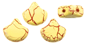 Matubo Ginkgo Leaf Bead 7.5 X 7.5mm Tube 2.5" : Ionic Light Yellow/Dark Red