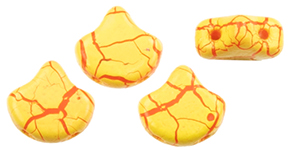 Matubo Ginkgo Leaf Bead 7.5 X 7.5mm : Ionic Yellow/Red