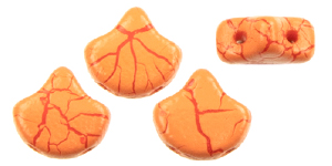 Matubo Ginkgo Leaf Bead 7.5 X 7.5mm Tube 2.5" : Ionic Orange/Dark Red