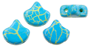 Matubo Ginkgo Leaf Bead 7.5 X 7.5mm : Ionic Blue/Yellow