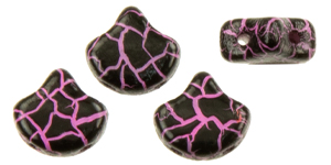 Matubo Ginkgo Leaf Bead 7.5 X 7.5mm : Ionic Jet/Pink