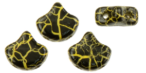 Matubo Ginkgo Leaf Bead 7.5 X 7.5mm : Ionic Jet/Yellow