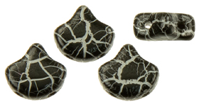 Matubo Ginkgo Leaf Bead 7.5 X 7.5mm : Ionic Jet/White