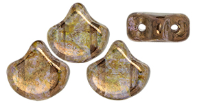 Matubo Ginkgo Leaf Bead 7.5 x 7.5mm Tube 2.5" : Luster - Transparent Gold/Smokey Topaz