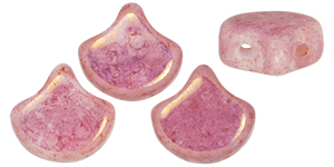 Matubo Ginkgo Leaf Bead 7.5 x 7.5mm Tube 2.5" : Topaz/Pink Luster - Opaque White