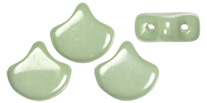 Matubo Ginkgo Leaf Bead 7.5 x 7.5mm Tube 2.5" : Luster - Chalk Lt Green