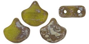 Matubo Ginkgo Leaf Bead 7.5 x 7.5mm : Matte - Opaque Olivine - Rembrandt