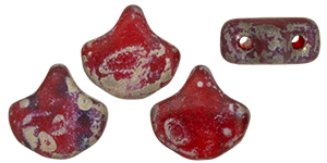 Matubo Ginkgo Leaf Bead 7.5 x 7.5mm Tube 2.5" : Matte - Siam Ruby - Rembrandt