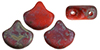 Matubo Ginkgo Leaf Bead 7.5 x 7.5mm : Matte - Opaque Lt Red - Rembrandt